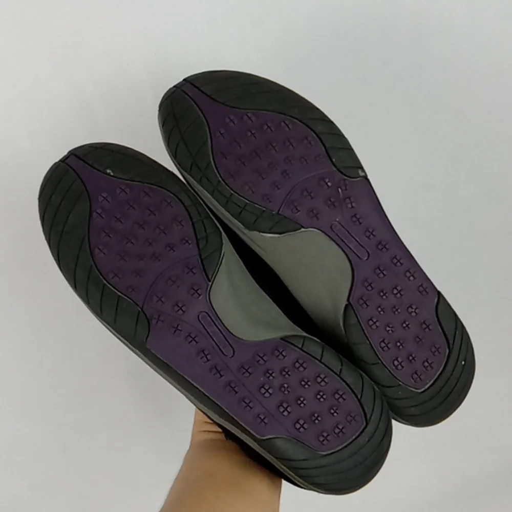 Lands End Mary Jane Slip on Flat Loafers Women's Size 7.5 Black and Gray